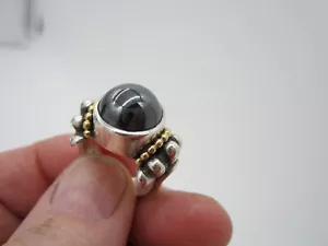 Estate Lagos Kaviar Sterlingsilber 18K Gelbgold Hämatit Größe 5,5 Ring - Bild 1 von 6