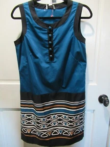 Ann Taylor Loft Sheath Dress Sleeveless Cotton Blue Black - Picture 1 of 11