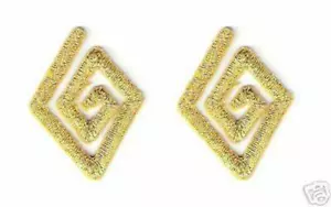 1 1/4" Metallic Gold Scroll Diamond Embroidery Patch - Picture 1 of 1