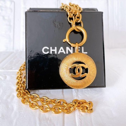 CHANEL Collana Vintage Ciondolo Top Catena Oro Tonda Marca Coco Scatola Donna Francia