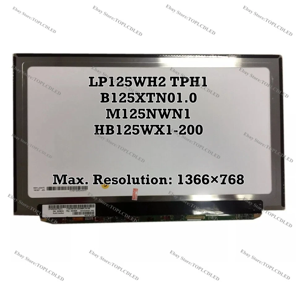 LP125WH2 TPH1 Fit B125XTN01.0 M125NWN1 HB125WX1-200 HD LCD Screen Panel 30 Pin - Image 1 of 1