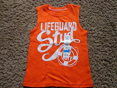 JUMPING BEANS Niños Talla S (4) Naranja Muscular Tanque Nuevo con Etiquetas Salvavidas Tachuelas Top Sin Mangas Foto 1 de 3