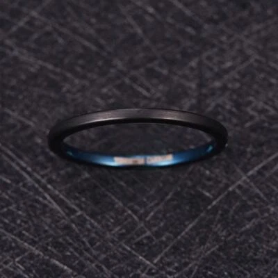 Anillo de tungsteno cepillado delgado de 2 mm para mujer banda de compromiso dos tonos ajuste cómodo Foto 1 de 2