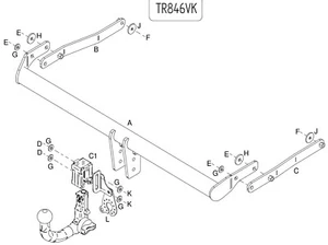 Barra de remolque desmontable vertical Towtrust para monovolumen Renault Grand Scenic 2004 a 2009 - Imagen 1 de 8