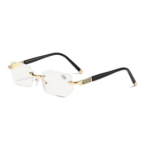 1 PK Mens Rimless Reading Glasses Anti Blue Light Blocking Brass Frame Readers - Picture 1 of 8