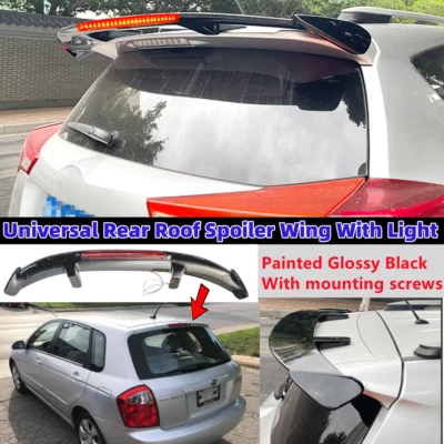 Universal Fit For Kia Spectra5 05-09 Gloss Black Rear Roof Spoiler Wing W/ Light Foto 1 de 4