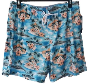 Chaps Ralph Lauren Swimming Trunks Mens XL Tropical Hawaiian Blue Floral Aloha - Picture 1 of 9