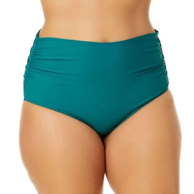 Anne Cole 限量版女士可转换高腰 Shirred 游泳底 2XL — 第 1/4 张图片