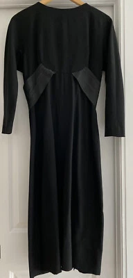 Vintage 1950s Women's Dress Little Black Dress Midi Straight 3/4 Sleeve Train - Image 1 of 4