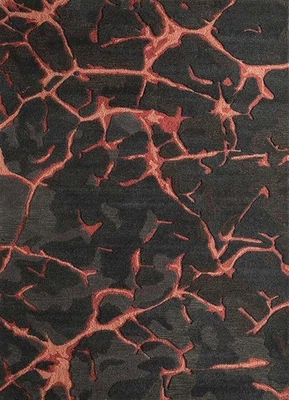 Hand Tufted Abstract Lava Rug Modern Black Red Wool Area Carpet Custom Designer - Image 1 of 4