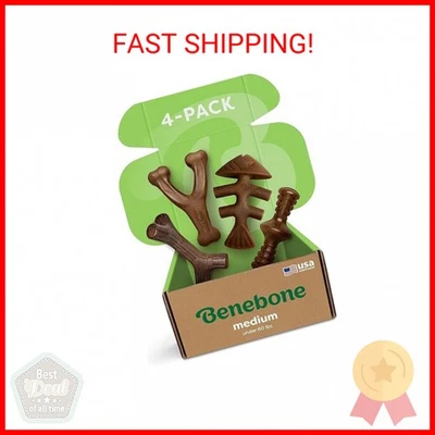 Paquete de 4 juguetes para masticar perros Benebone medianos para masticadores agresivos, hechos en EE. UU., 60 libras  Foto 1 de 2