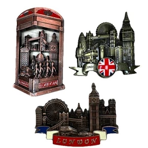 3D Metal Fridge Magnet LONDON England Landmarks SET OF 3 UK Travel Souvenir Gift - Picture 1 of 11