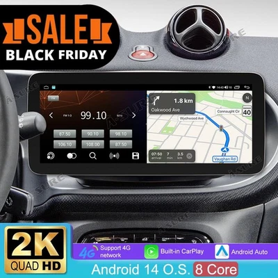 12.3"Carplay Android 14 4+64G Autoradio Navi 8 Corefür Smart Fortwo Forfour 453 - Bild 1 von 4