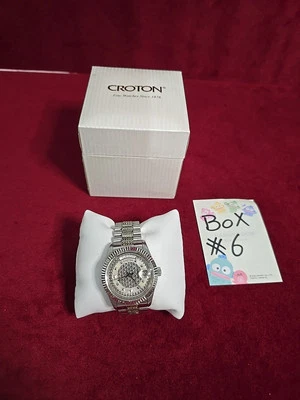 Croton Men's Bellagio 1st Gen Swiss ETA 2836 Automatic CZ MOP Sapphire SS Watch - Image 1 of 4