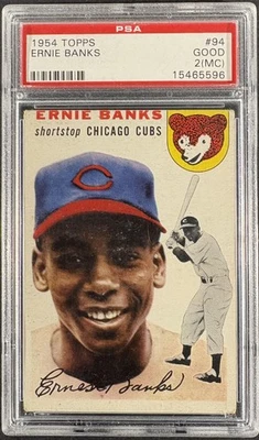 1954 Topps #94 Ernie Banks radiocontrol novato PSA 2 mc sin pliegues Foto 1 de 2