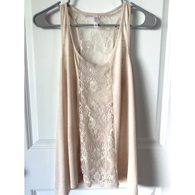 Женская бежевая майка Xhilaration безрукавка с кружевной панелью размер M - Изображение 1 из 4