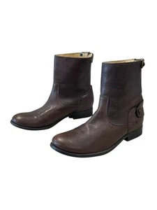 Frye Melissa 76502 braune kurze Leder-Stiefeletten Reißverschluss Druckknopf Damengröße 9B – gebraucht, in einwandfreiem Zustand - Bild 1 von 16