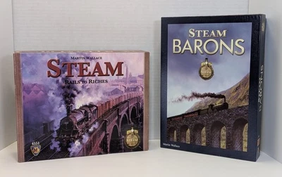 Juego de mesa Steam Rail to Riches Plus Steam Barons Mayfair Games 2009 completo Foto 1 de 4