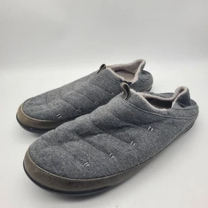 OluKai Mahana Hausschuhe Herren 9 grau gesteppt Slipper Schuhe Leder kuschelig bequem - Bild 1 von 7