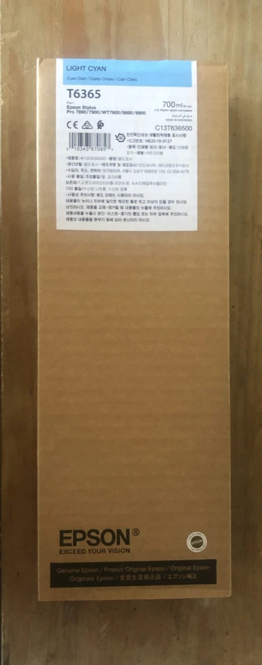 Genuine Epson Ink - T6365 LIGHT CYAN / STYLUS PRO 7890 7900 9890 9900 (INC VAT) - Image 1 of 1