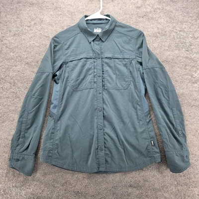 Camisa cooperativa REI para mujer XS verde senderismo abotonada manga larga lengüeta enrollable elástica Foto 1 de 4