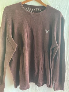 Pullover térmico American Eagle para hombre talla X grande granate con logotipo gris algodón - Imagen 1 de 4