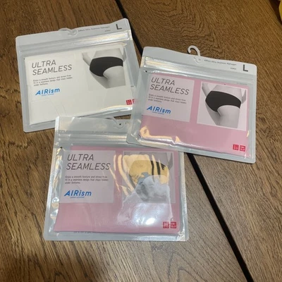 NUEVO UNIQLO Mujer AIRISM ULTRA SIN COSTURAS HIPHUGGER Ropa Interior Grande Rosa Blanco Lote Foto 1 de 3