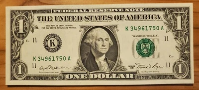 Billete de 1 dólar 1981 UNC billete de la Reserva Federal Dallas, TX Distrito K-11 Foto 1 de 2