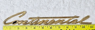 VTG Lincoln Continental Script Emblem Gold-Tone Badge R-AD INDPLS 1950s–60s - Image 1 of 4