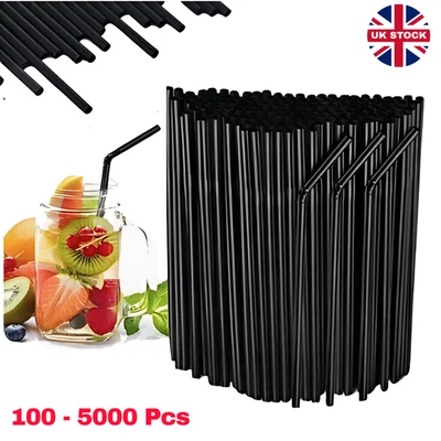 Plastic Flexible Straws Bendy Black Recyclable Drinking Cocktail Straws 1 - 5000 - Image 1 of 4