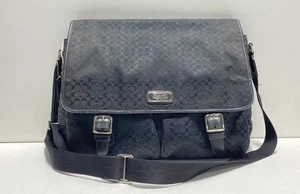 Coach Women's Black Monogram Signature Canvas F71038 F70293 Messenger Bag Medium - Picture 1 of 5