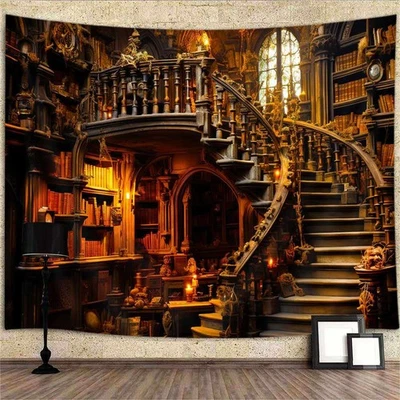 Medieval Gothic Fantasy House Large Tapestry Wall Hanging Posters Background - Image 1 of 4