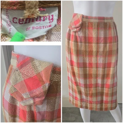 Falda de algodón tejida a cuadros plisada vintage años 40 50 tartán ligera academia dinero antiguo Foto 1 de 4