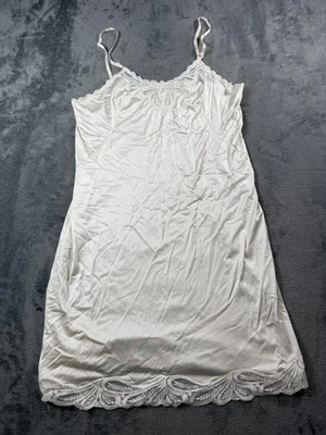 Lencería Vintage Vanity Fair Slip Mujer 42 Largo Marfil Nylon Encaje Antron III 90s Foto 1 de 4