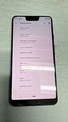 Google Pixel 3 XL128GB Negro Verizon Encendiendo Teléfono Solo para Piezas Foto 1 de 2