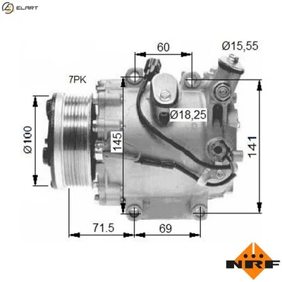 COMPRESSOR AIR CONDITIONING 32491 FOR HONDA CIVIC/VIII/Hatchback N22A2 2.2L - Image 1 of 4