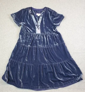 Maeve Anthropologie Harper Velvet Tunic Dress Navy/Lavender Minimum Tiered Small - Picture 1 of 16