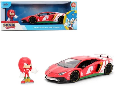 1:24 Knuckles w/Lamborghini Aventador SV -- JADA: Sonic The Hedgehog - Image 1 of 4