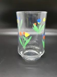 Vintage Swanky Swigs Blumen Becher blau rot gelb Tulpe Blumen Trinkglas - Bild 1 von 5