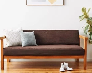 SureFit Soft Suede 1 Piece Futon Cover Slipcover in Chocolate - Picture 1 of 9