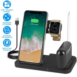Wireless Charger Charging Station:4 in 1 Charger Stand Multiple Device for Apple - Picture 1 of 12