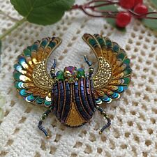 Scarab Unique Embroidered Beaded Brooch handmade jewelry
