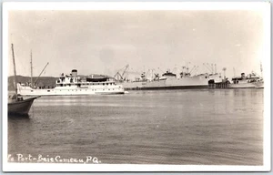Postcard RPPC c1940 Baie Comeau Quebec Port View Steamers Ships - Picture 1 of 2