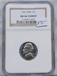 1967 SMS Jefferson Nickel NGC MS66 Cameo - Picture 1 of 8