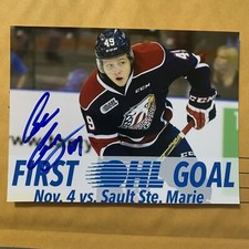 Cole COSKEY AUTOGRAPH SAGINAW SPIRIT ISLANDERS NHL 4x6 OHL SIGNED BRIDGEPORT