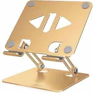 Sturdy Folding Aluminum Desktop Tablet Stand All Tablets 4-12.9 inch, Gold - Photo 1/3