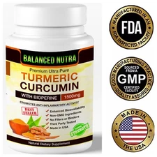 Best Selling Turmeric Curcumin with Bioperine Black Pepper 1500mg Extra Strength