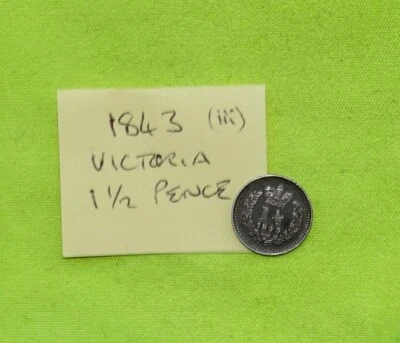 1843 Silver THREE-HALFPENCE Coin VICTORIA 1837 - 1901 (Combine Postage) 3 - Image 1 of 2