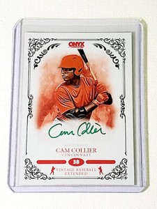 Cam Collier 2022 Onyx Vintage On-Card Green Ink Auto PR/50 #VACC Cincinnati Reds