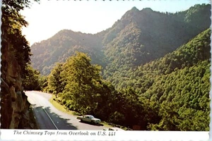 Chimney Tops from Overlooks on U.S. 441 Smoky Mountain National Park Postcard - Picture 1 of 2